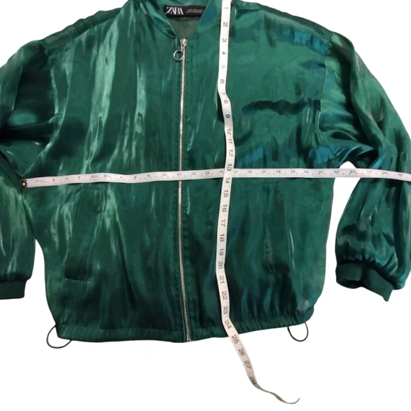 TEMPORARY PRICE REDUCTION EUC Zara Green sheer bomber style jacket Size XS - Picture 6 of 6